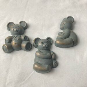Vintage 1980s Homco Teddy Bears Wall Plaques Decor Set of 3 Baby Nursery Decor